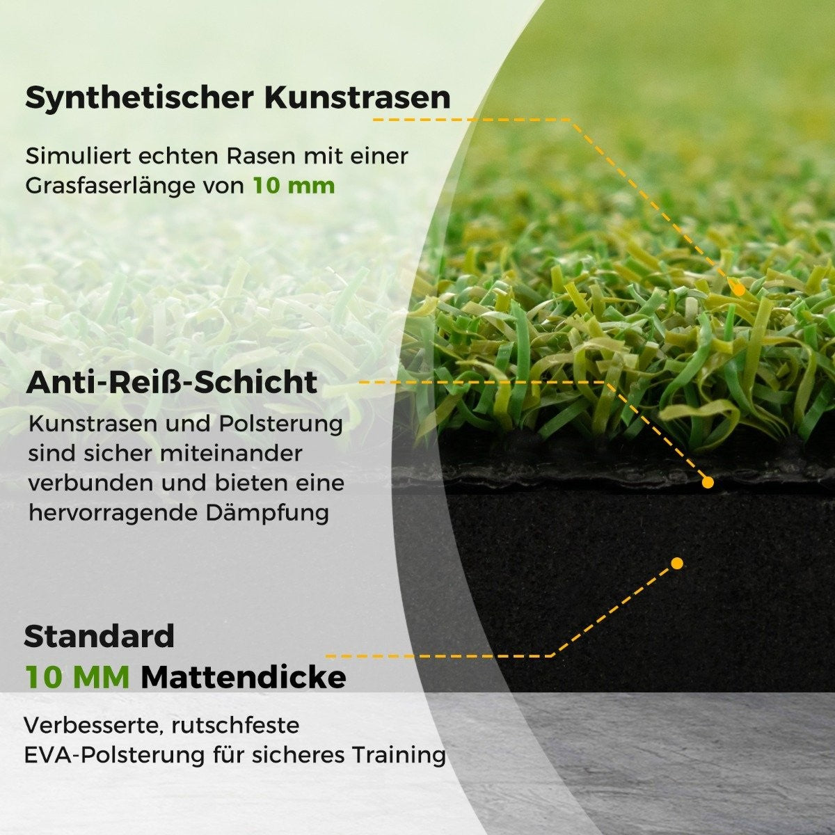Golf tee mat 2 rubber tees and 2 alignment sticks 6 tee positions 152 x 92 cm thickness 20 mm