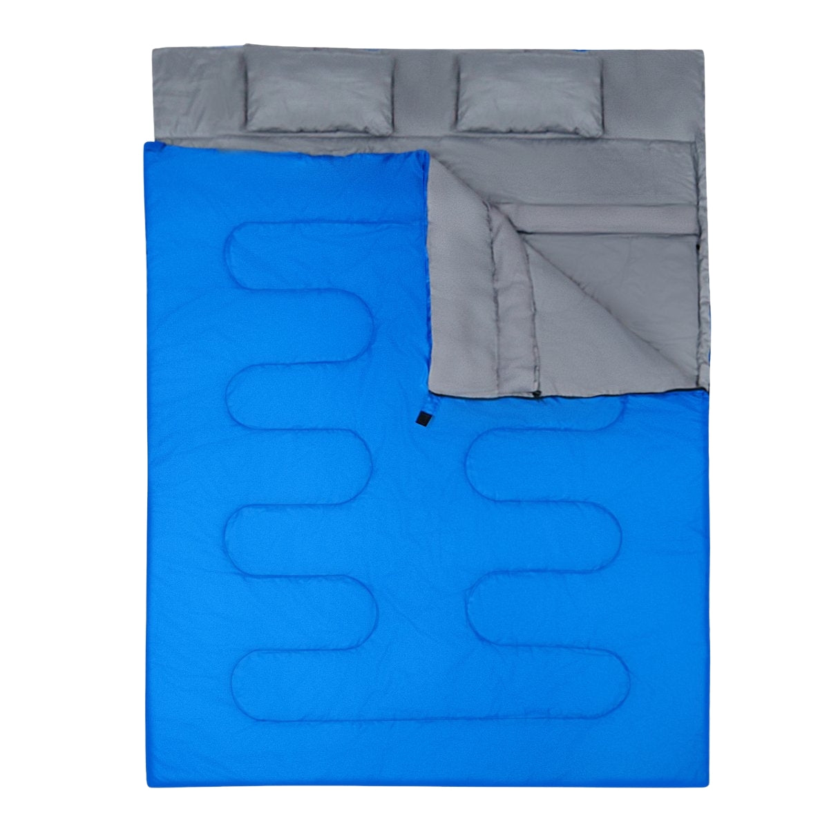 Goplus double sleeping bag 2 people XL blanket sleeping bag sleeping bag with 2 pillows black/blue 220 x 150 cm-blue