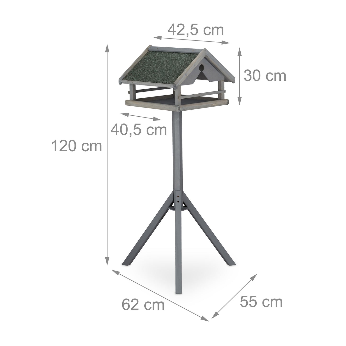 Gray bird table on post