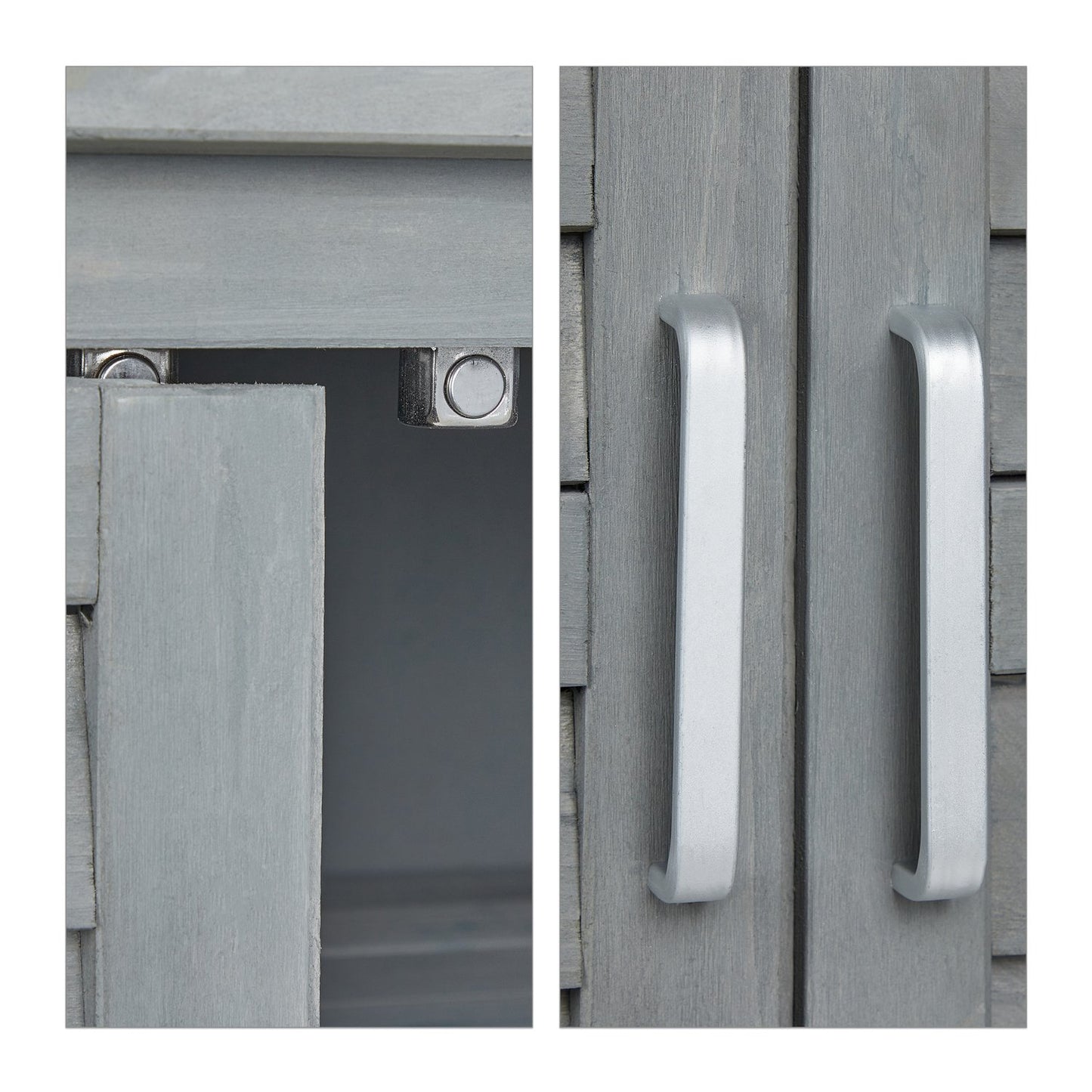 Gray garden cabinet with 3 compartments