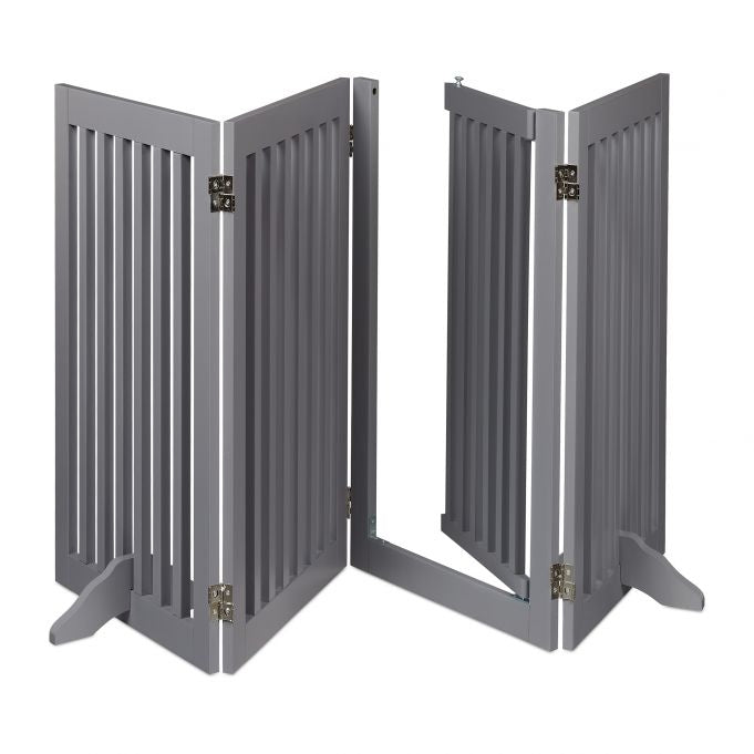 Gray security gate with door 92 cm