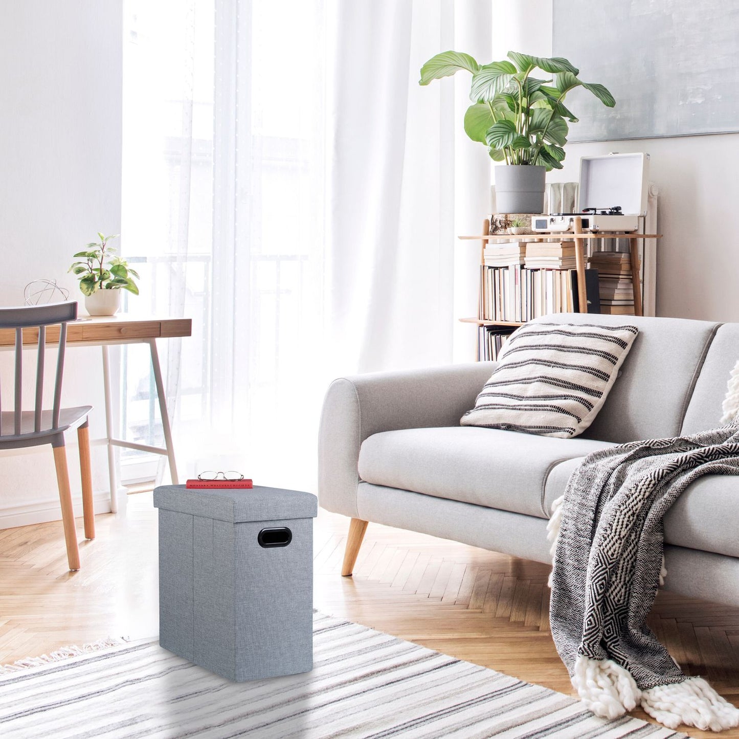 Gray stool with storage space