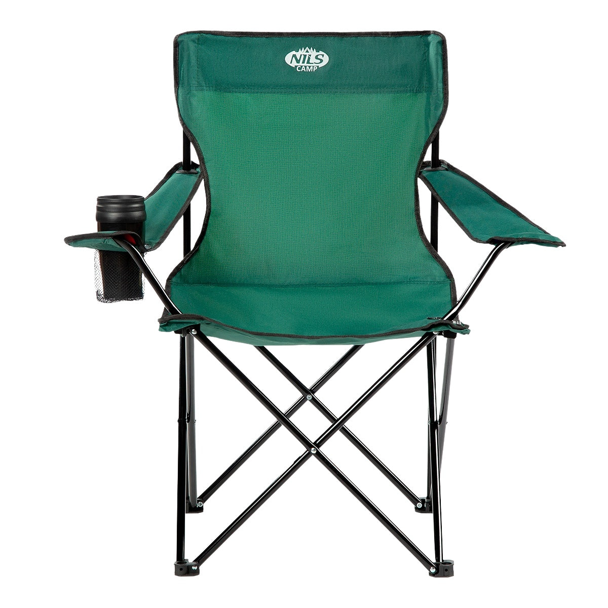 Green Folding Camping Chair with Cup Holder