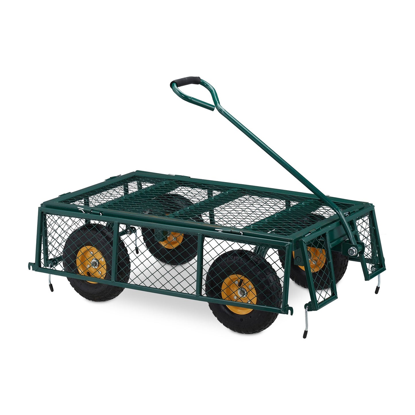 Green Heavy-Duty Cart with Yellow Rims