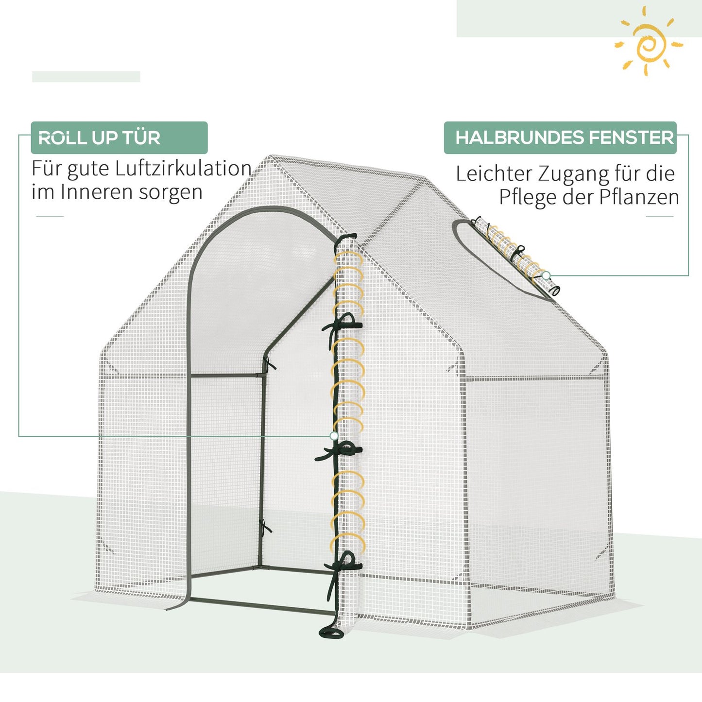 Greenhouse - 180x100x168 cm PE Film, Winterproof, White