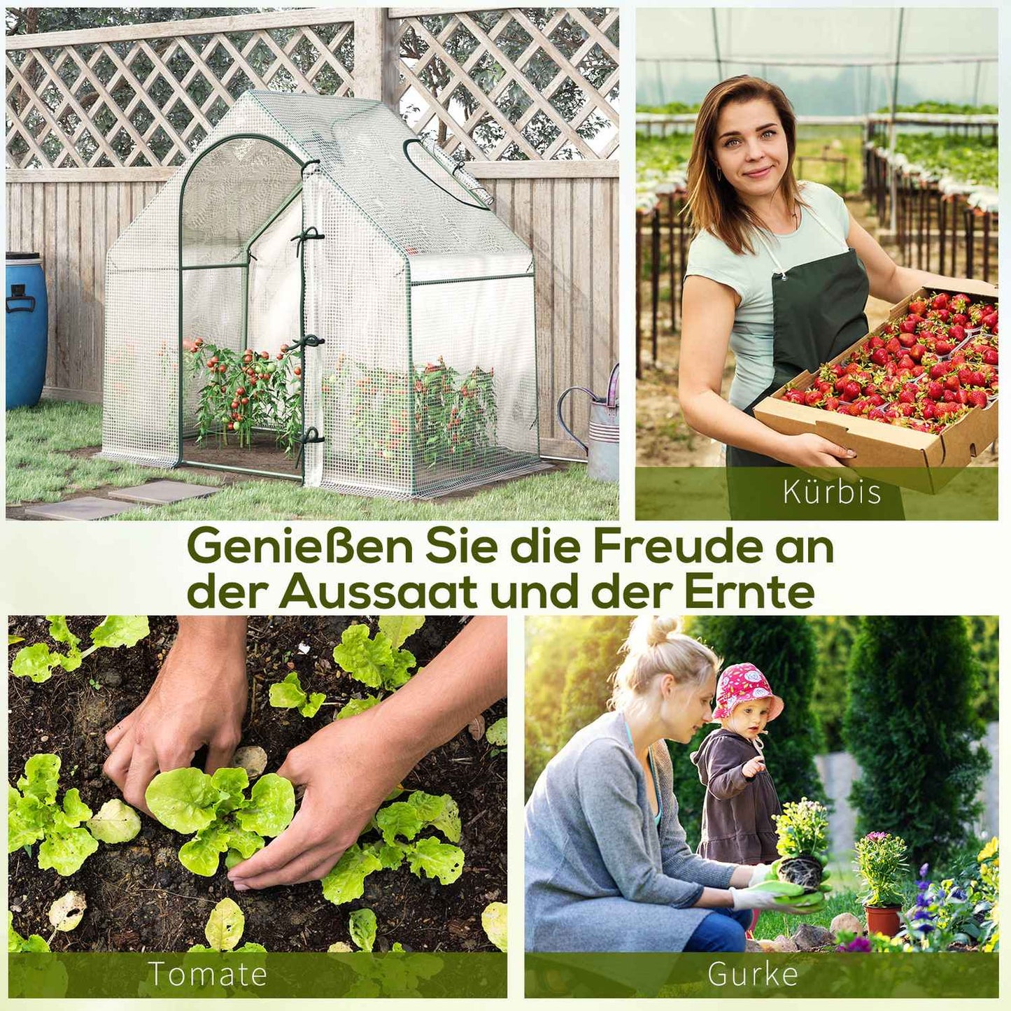 Greenhouse - 180x100x168 cm PE Film, Winterproof, White