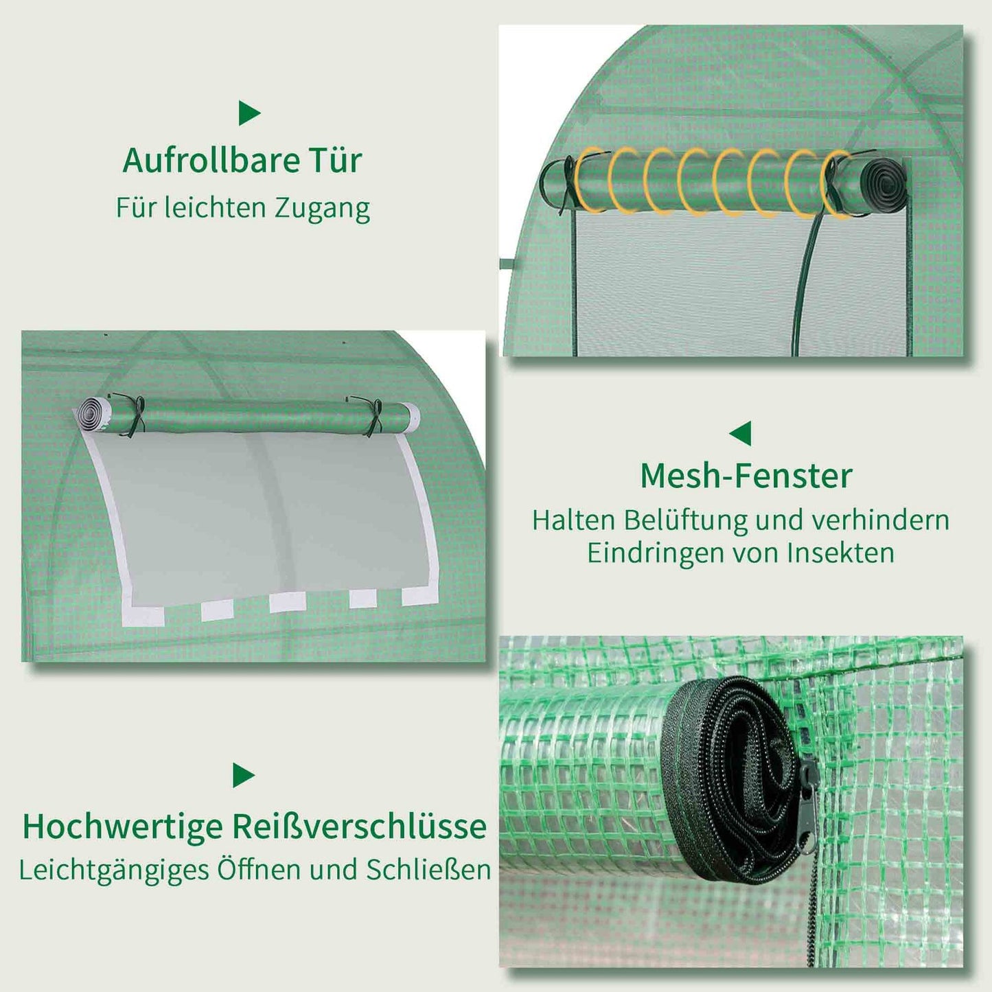 Greenhouse with UV protection, roller door, PE film, 180x180x200 cm