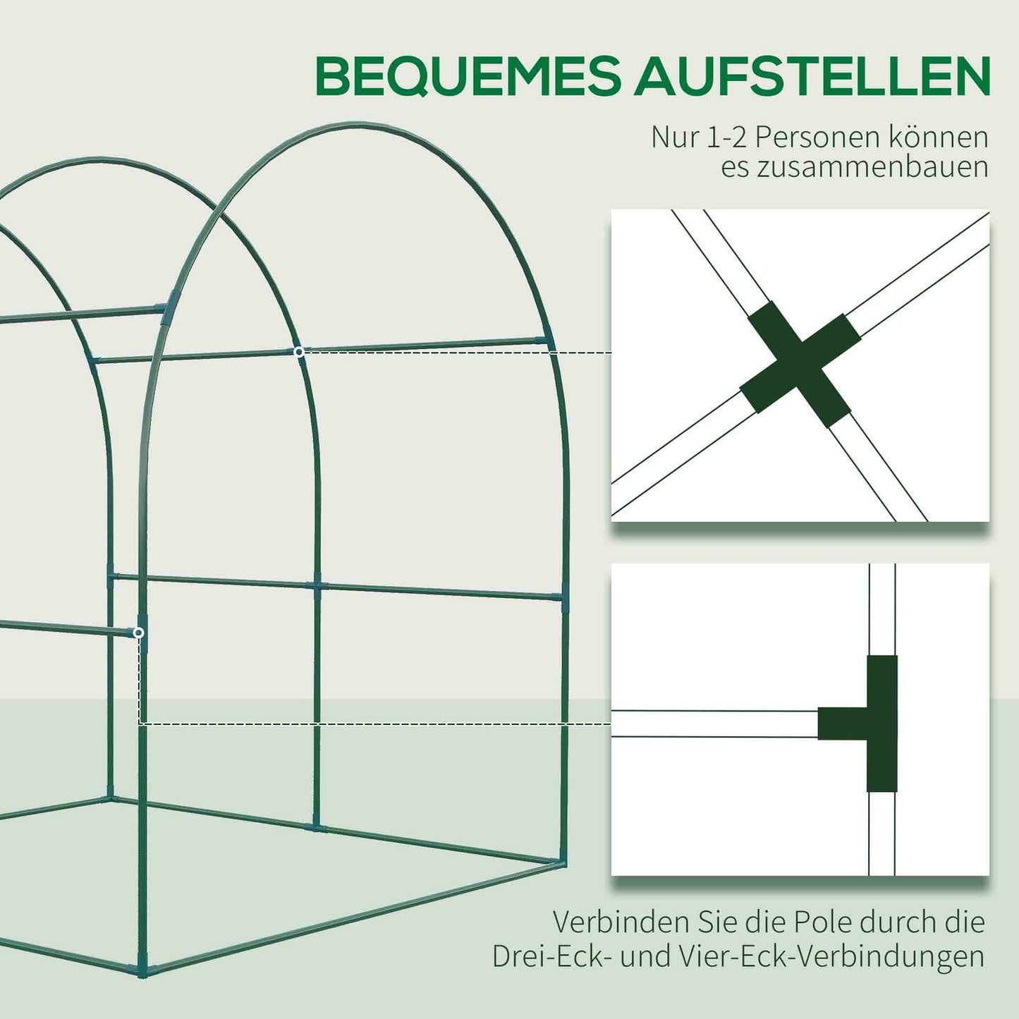 Greenhouse with UV protection, roller door, PE film, 180x180x200 cm