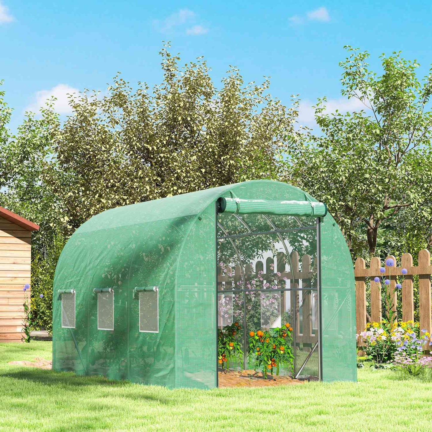 Greenhouse 3x2x2m UV resistant, roller door, 6 windows