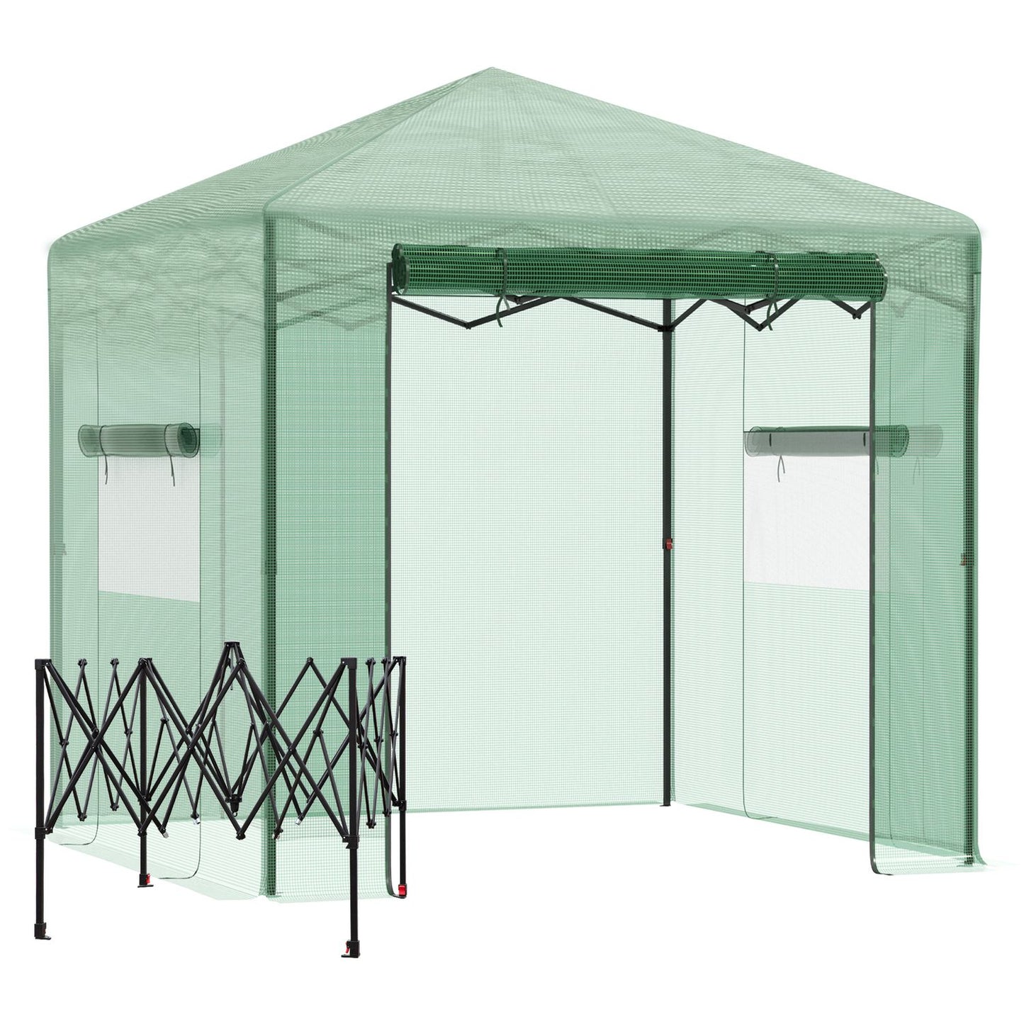 Greenhouse for plants, Roll-Up Door & Window, 238x178x240cm