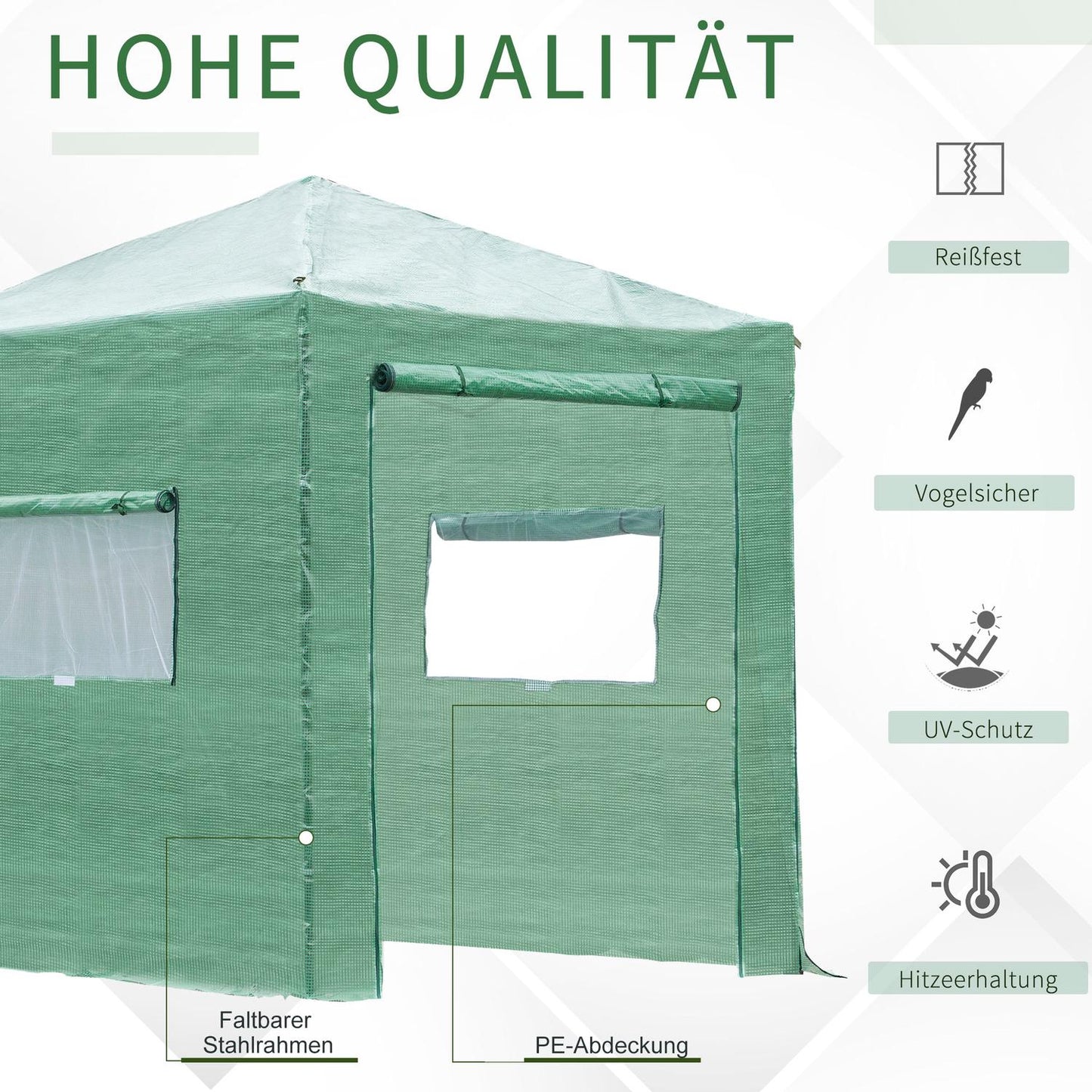 Greenhouse for plants, Roll-Up Door & Window, 238x178x240cm