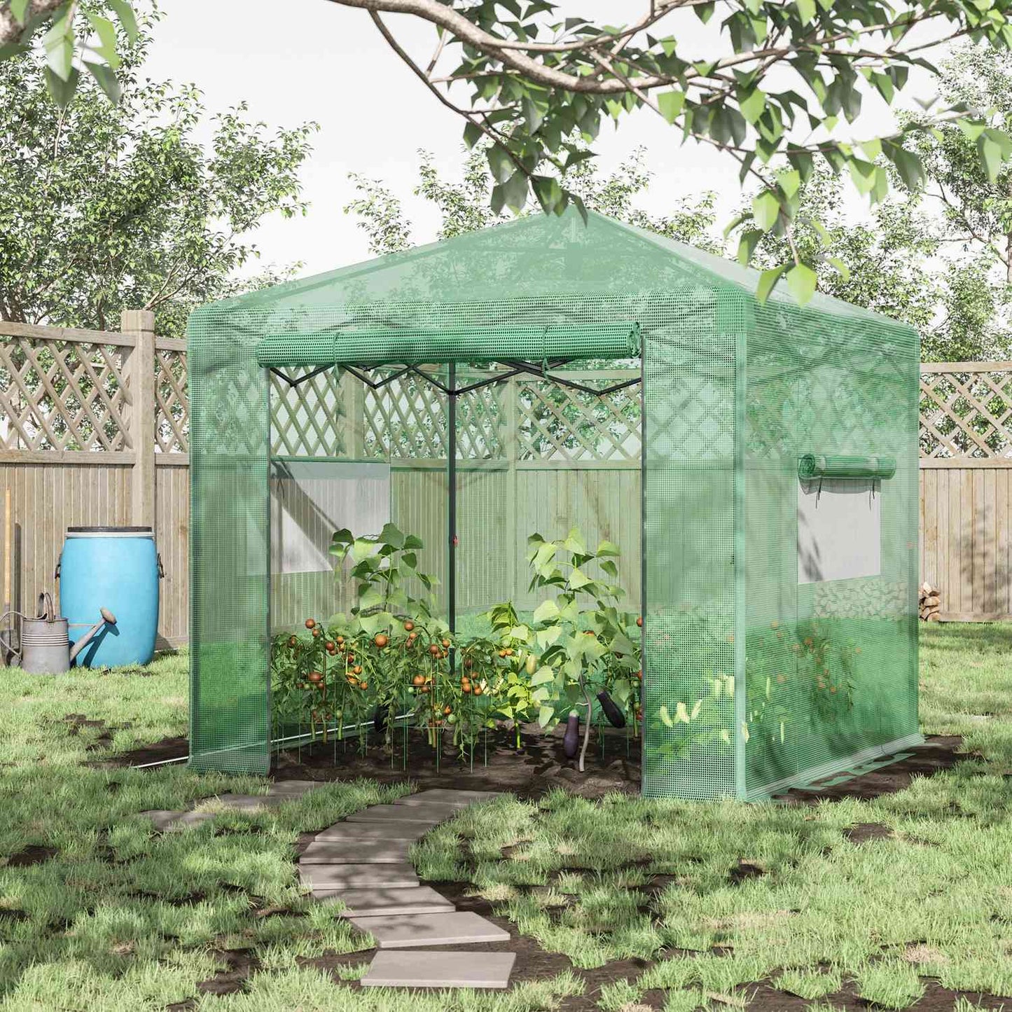 Greenhouse for plants, Roll-Up Door & Window, 238x178x240cm