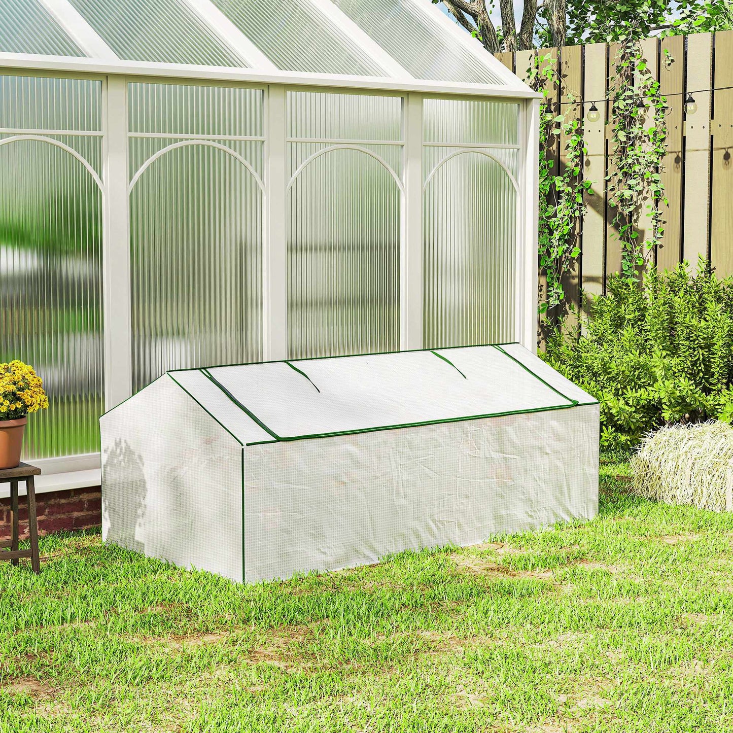 Greenhouse with Windows, PE Cover, 180 x 90 x 70 cm, White