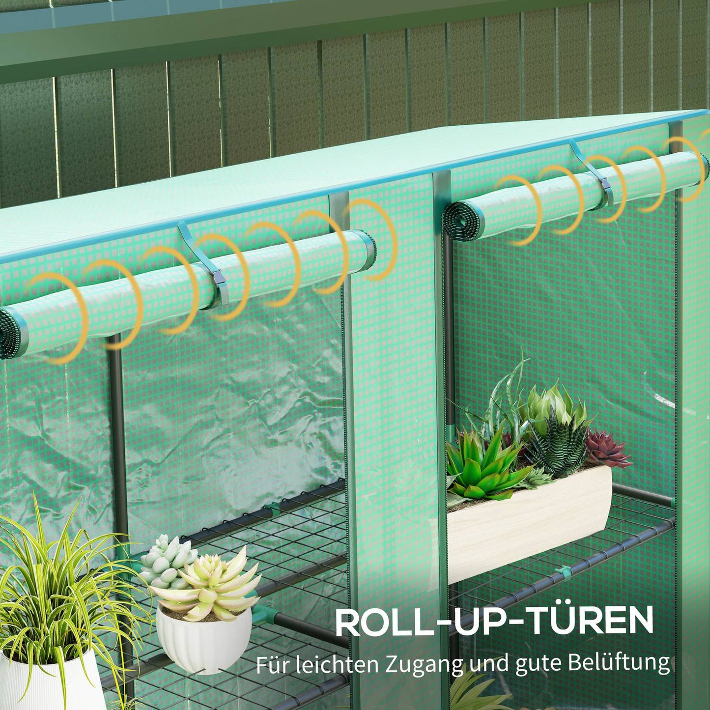 Steel frame greenhouse with shelves - 144x48x152 cm