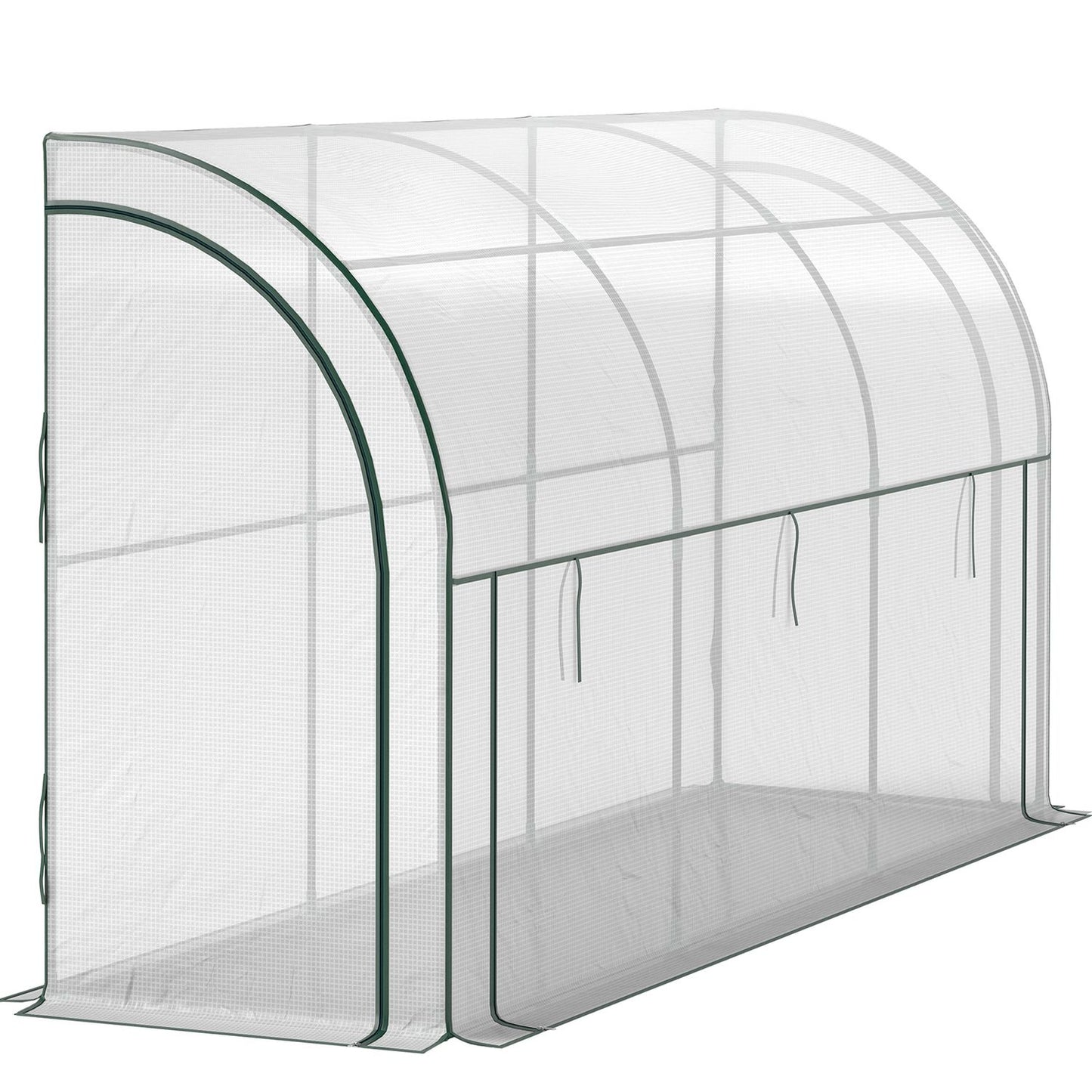 Steel greenhouse with UV protection, 300x80x157cm, White