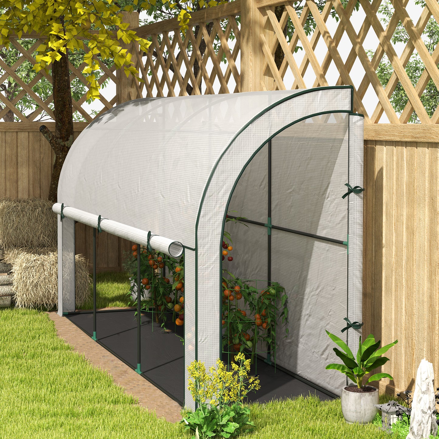 Steel greenhouse with UV protection, 300x80x157cm, White
