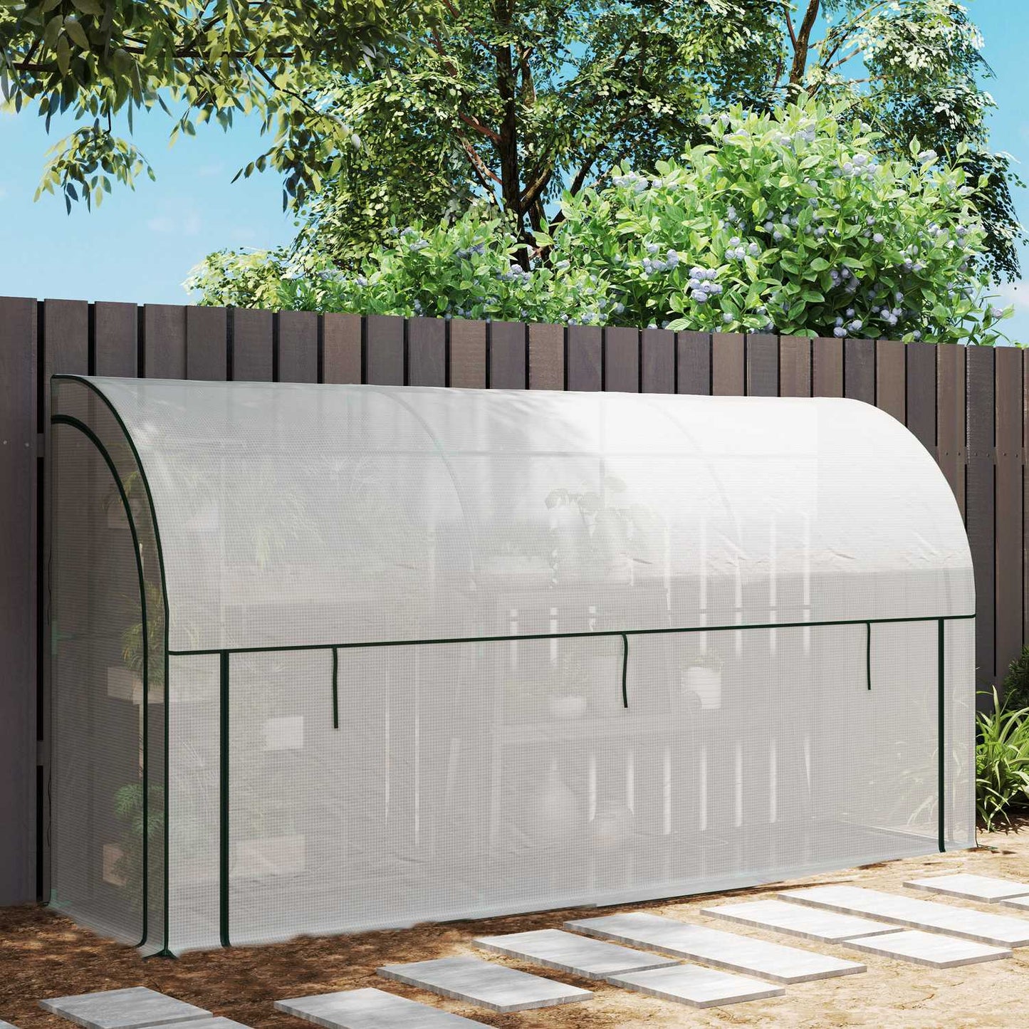Steel greenhouse with UV protection, 300x80x157cm, White
