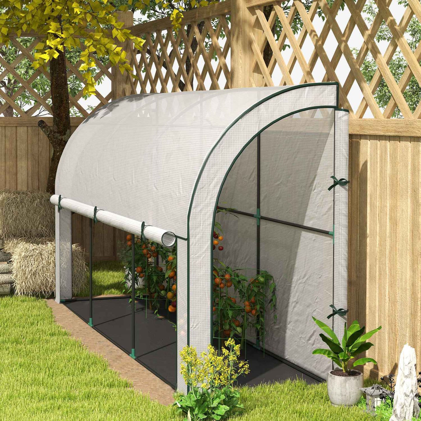 Steel greenhouse with UV protection, 300x80x157cm, White
