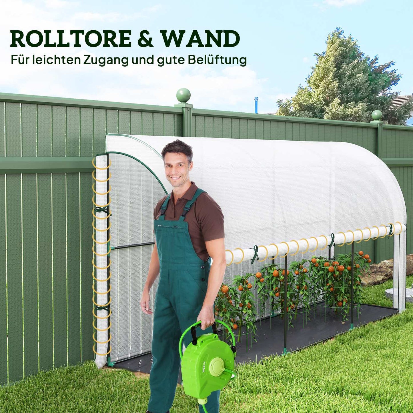 Steel greenhouse with UV protection, 300x80x157cm, White