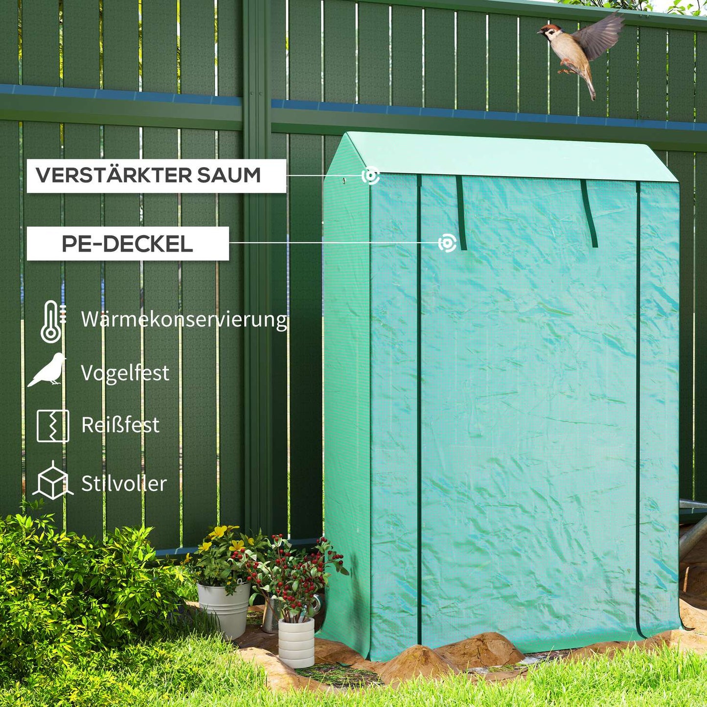 Steel greenhouse with shelves & UV protection, 100x40x150cm