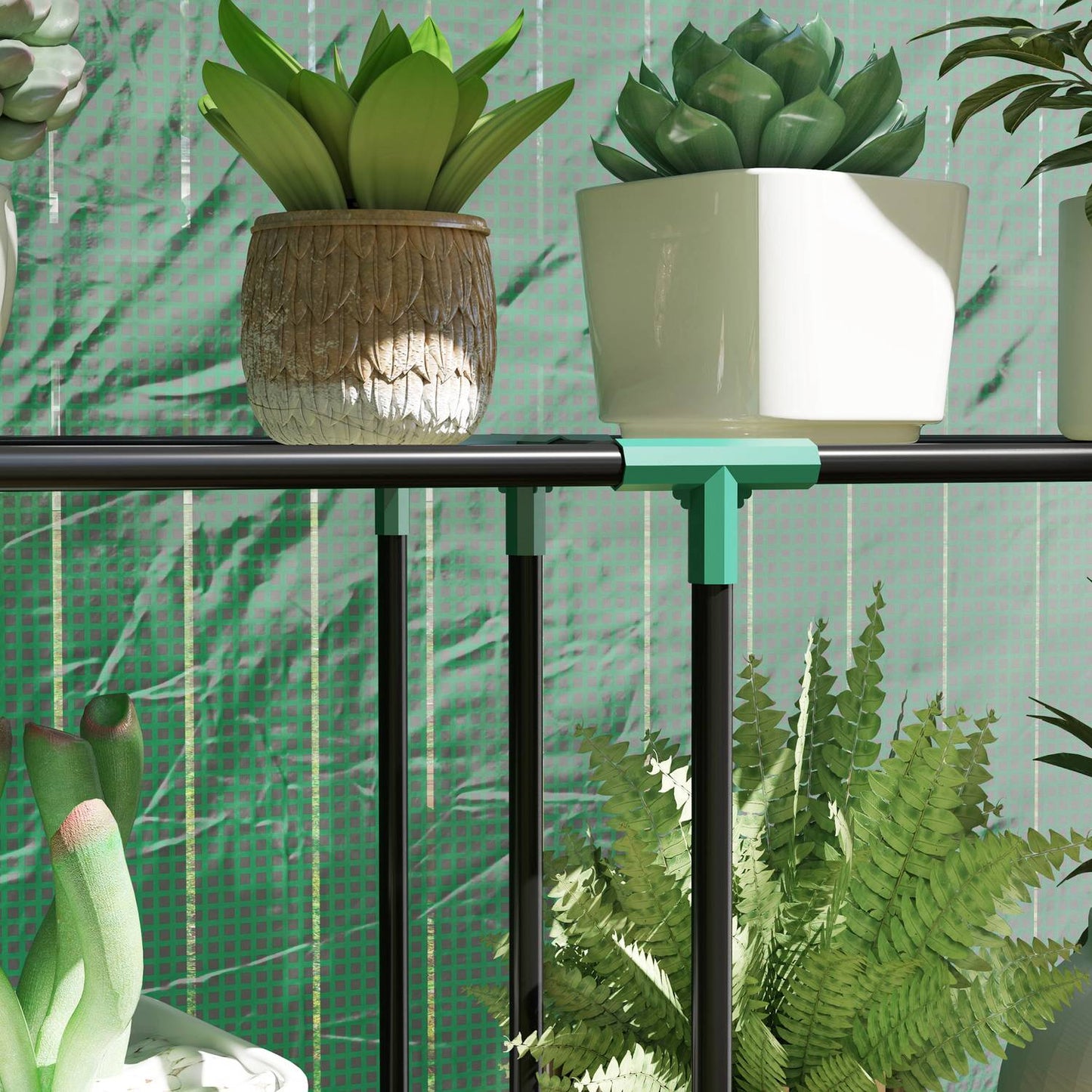 Steel greenhouse with shelves & UV protection, 100x40x150cm