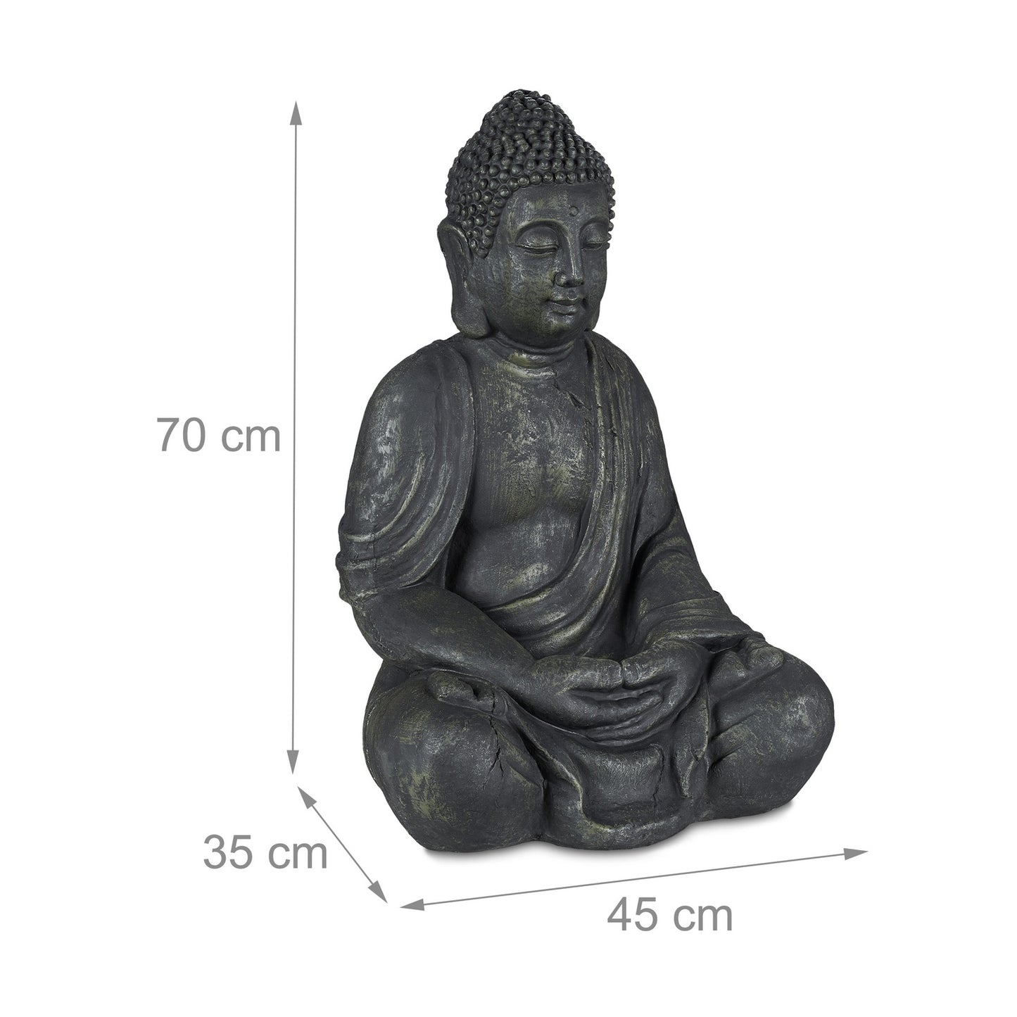 Grey Vintage-Looking Buddha Statue 70 cm