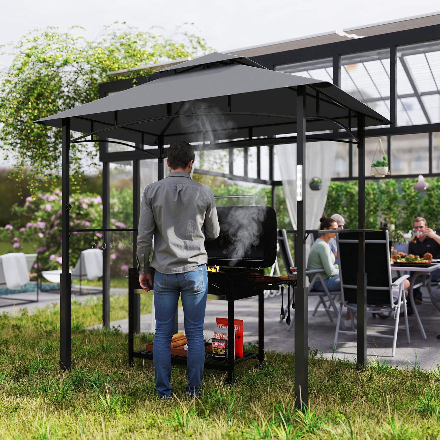 BBQ Pavilion, waterproof and flameproof, 243x148x248 cm