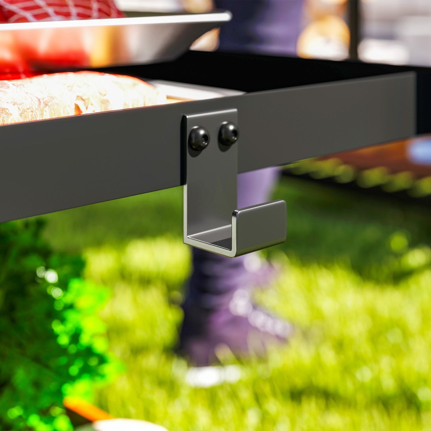 Charcoal grill cart - 3-tier, stainless steel, 102x50x81 cm