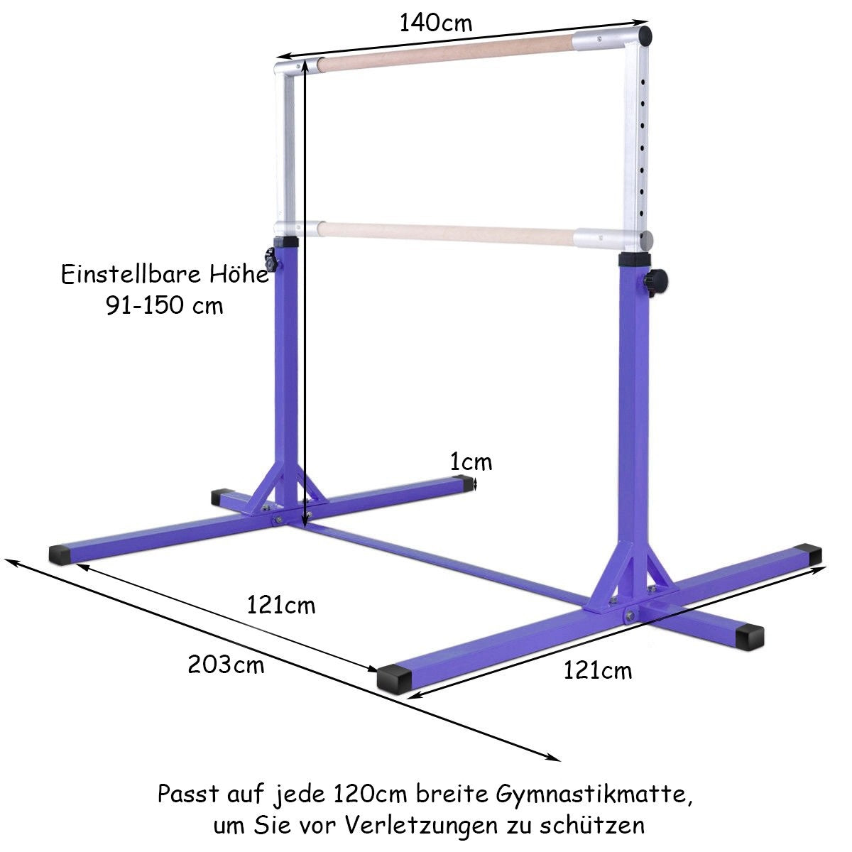 Gymnastics gymnastics bar, height-adjustable gymnastics bars, resilient horizontal bar, pink/blue/purple-purple