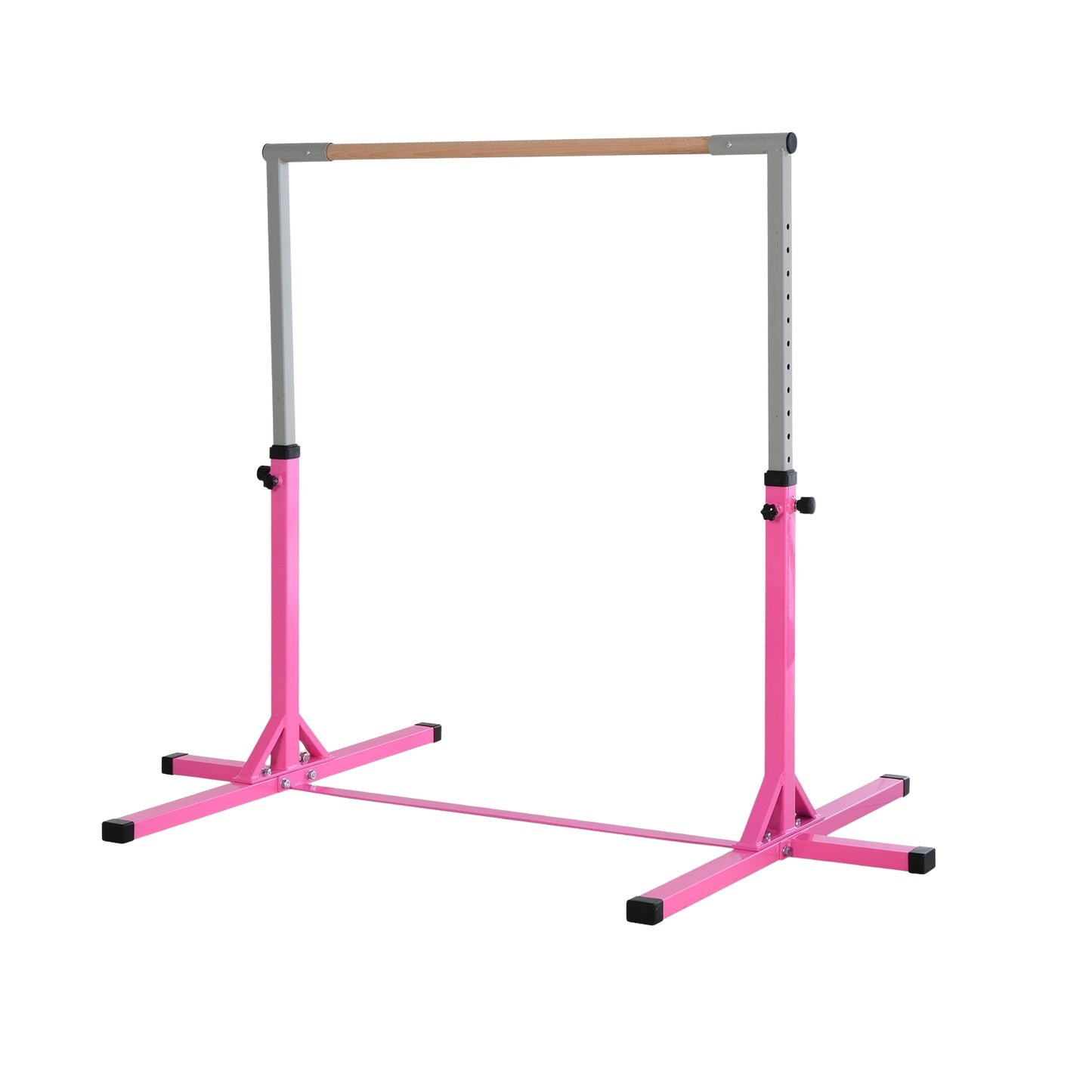 Gymnastics high bar, height adjustable, pink steel bars