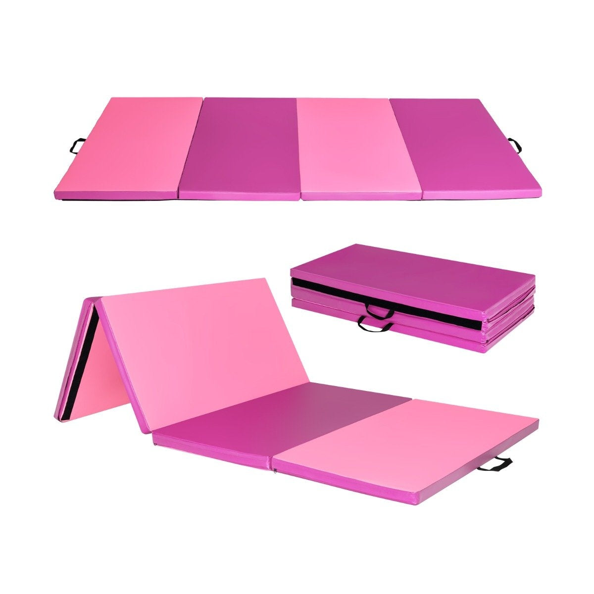 Gymnastics mat with removable faux leather cover 240 x 117 x 5 cm red + pink