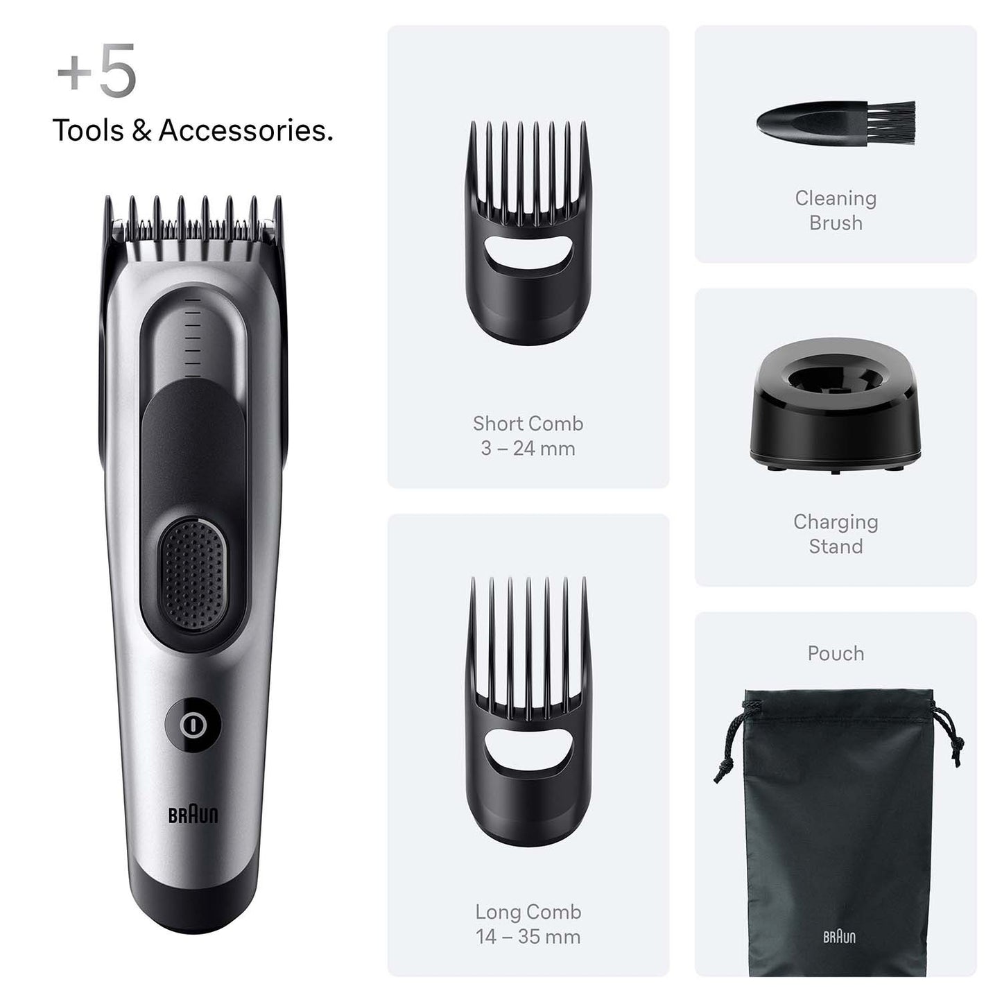 Hair Clipper Series 7 with 5 Styling Tools, Black/Grey