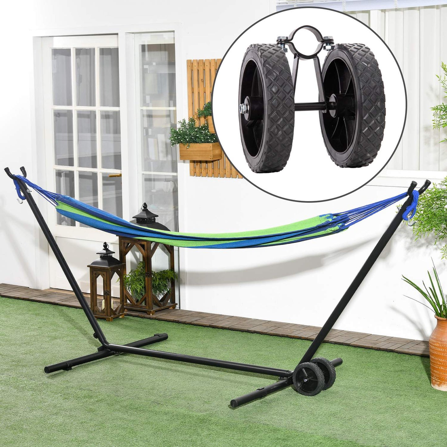 Wheel set for hammocks, Universal, Weatherproof, Black