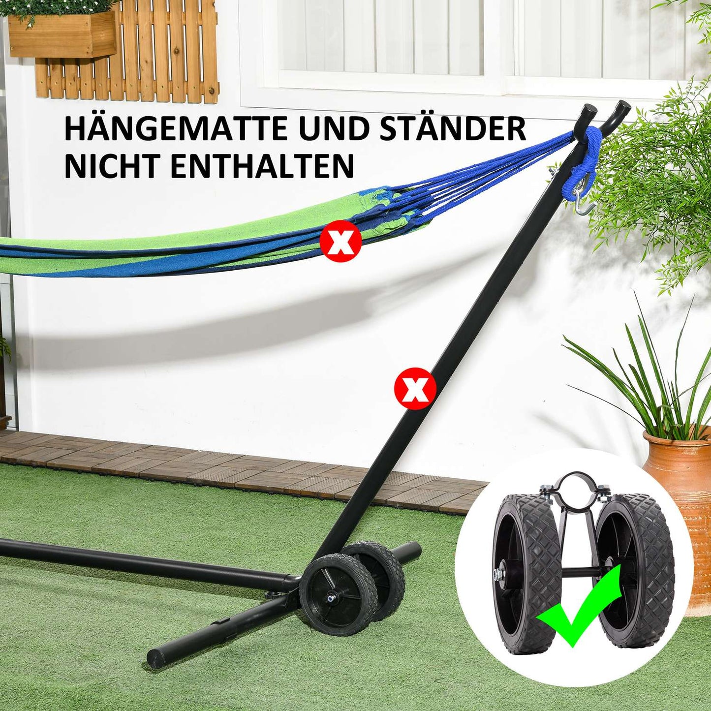 Wheel set for hammocks, Universal, Weatherproof, Black