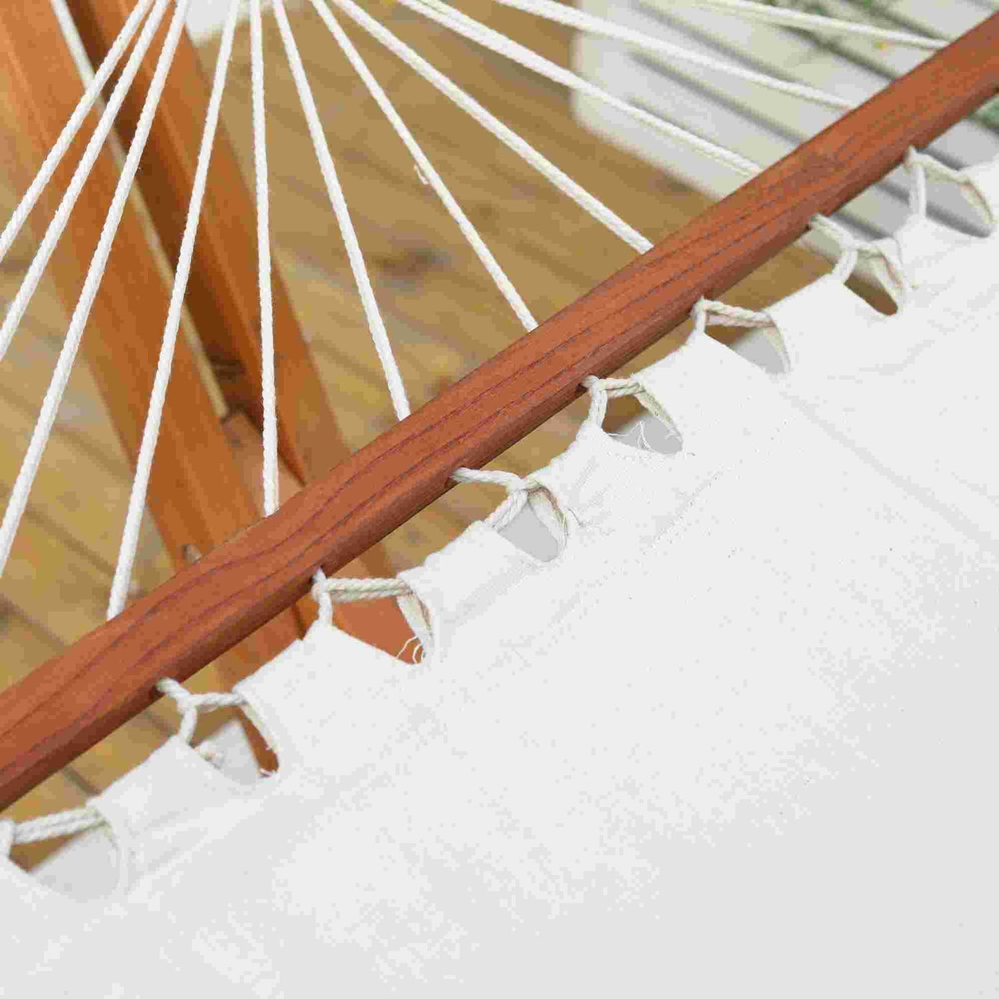 Adjustable pine hammock with frame, cream white 388cm