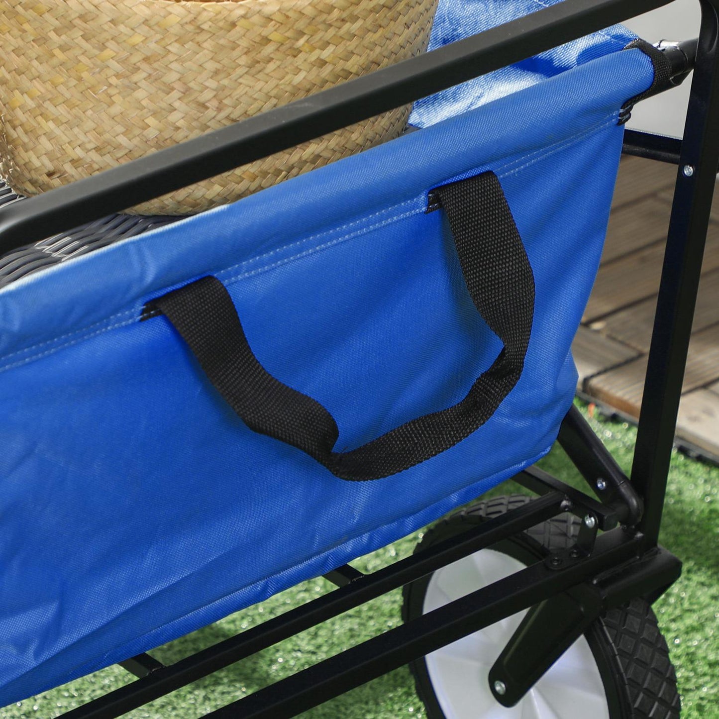 Folding steel garden cart - 360° wheels, adjustable size