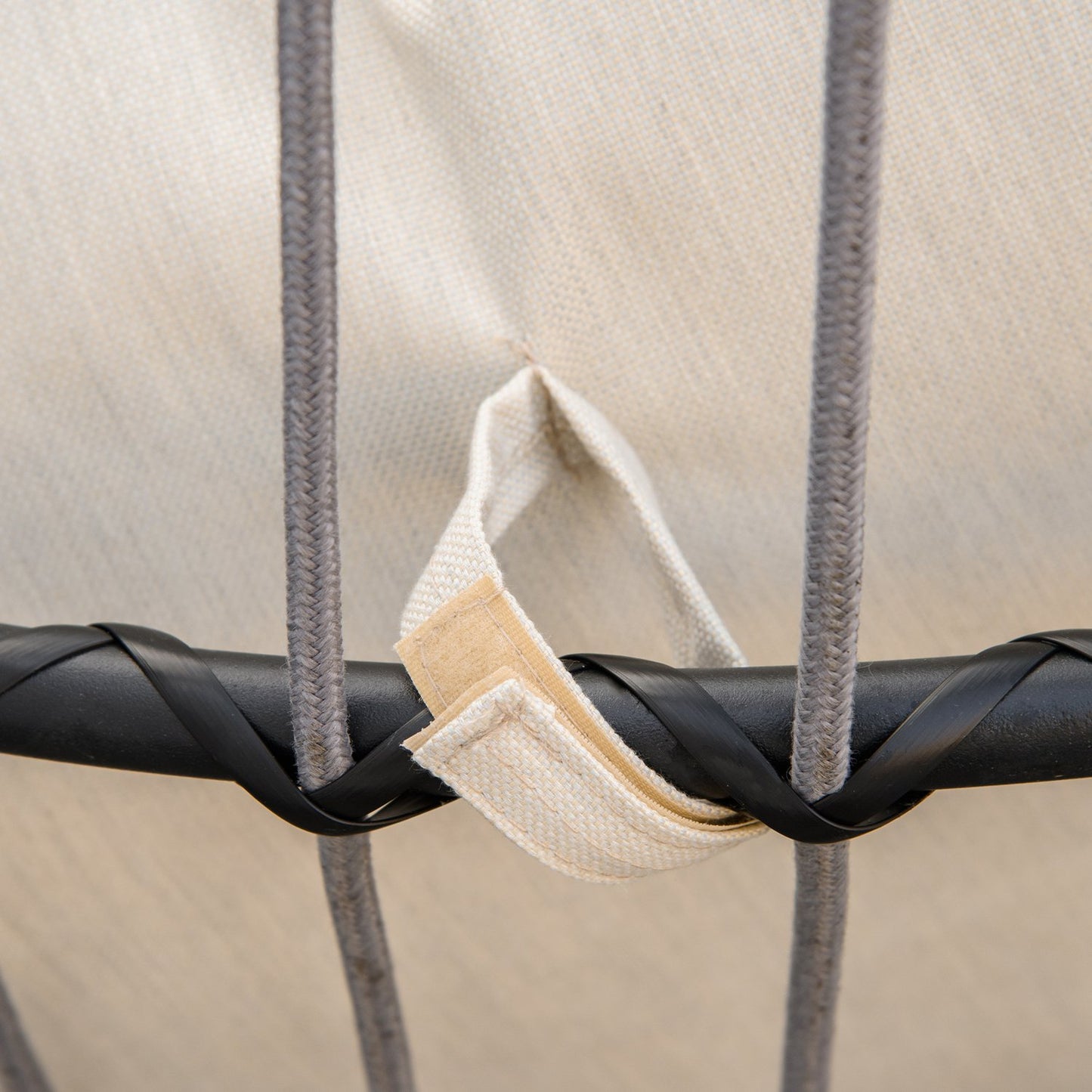 Hanging chair with cushion & frame, foldable, black/cream