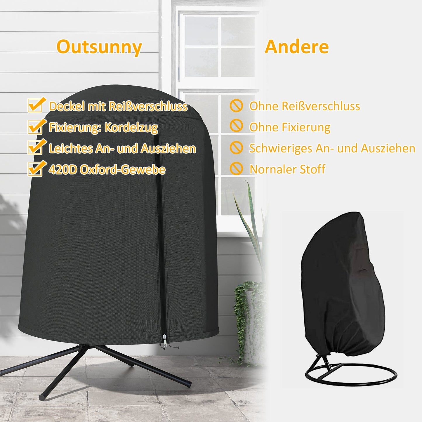 Waterproof Hanging chair cover with UV protection, Ø128x190 Cm