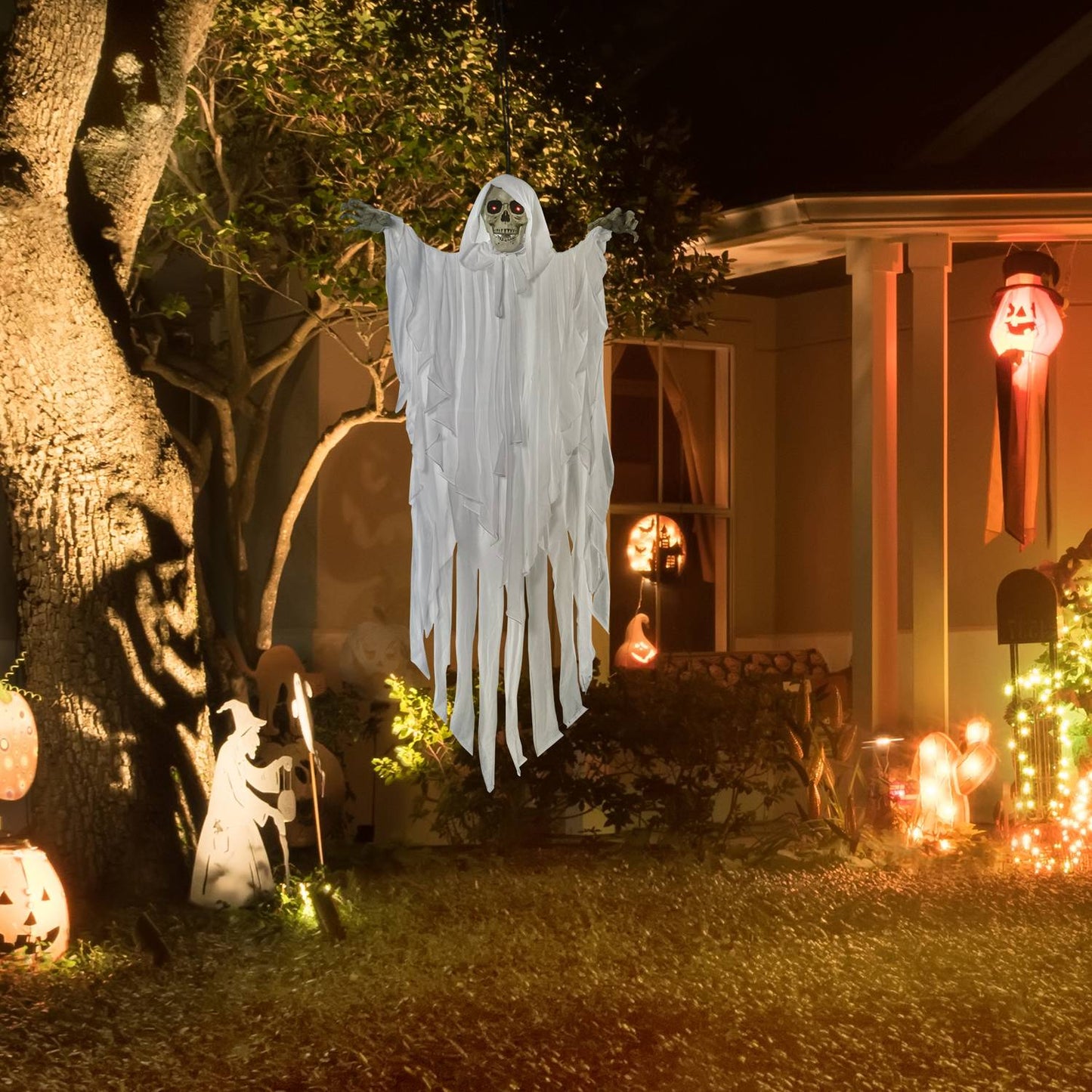 Hanging Glow-In-The-Dark Skeleton With Sound, 153 cm