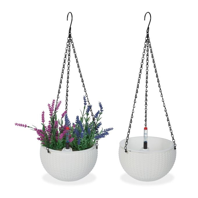 Hanging basket with water container set of 2