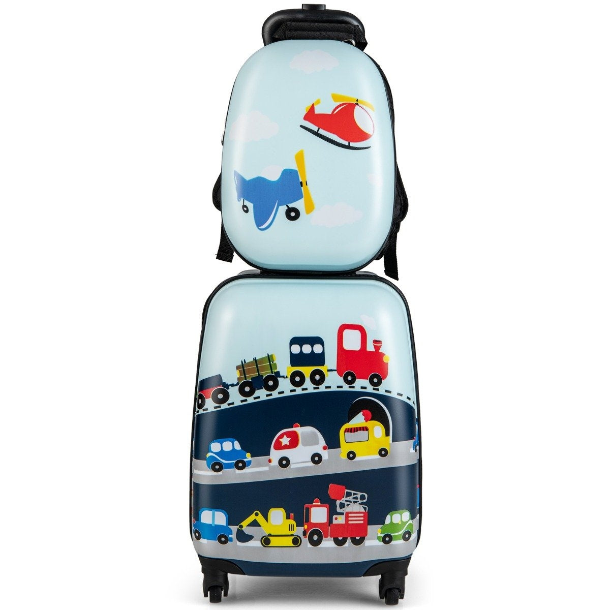 Hard Suitcase 2 Piece Carry On Luggage Set with Spinner Wheels Rolling Blue