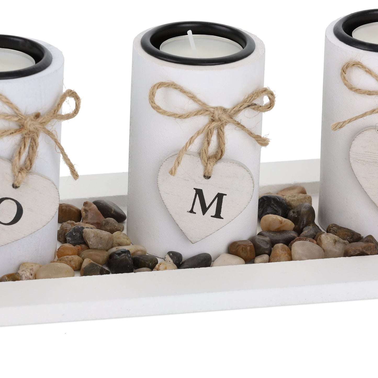Heat candle holder with tray & stones