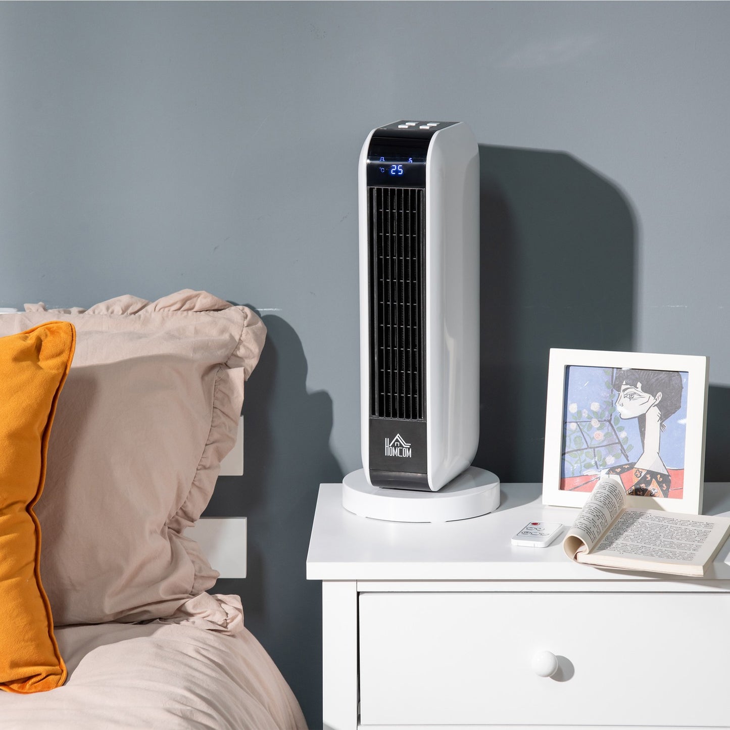 Electric ceramic tower heater, 2000W, 3 heat levels, timer