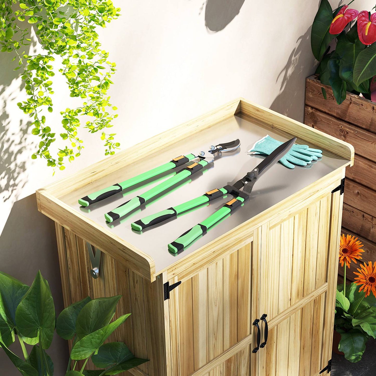 Hedge trimmer set 2-piece garden shears blade length 90 cm pruning shears with metal blades, extendable handle