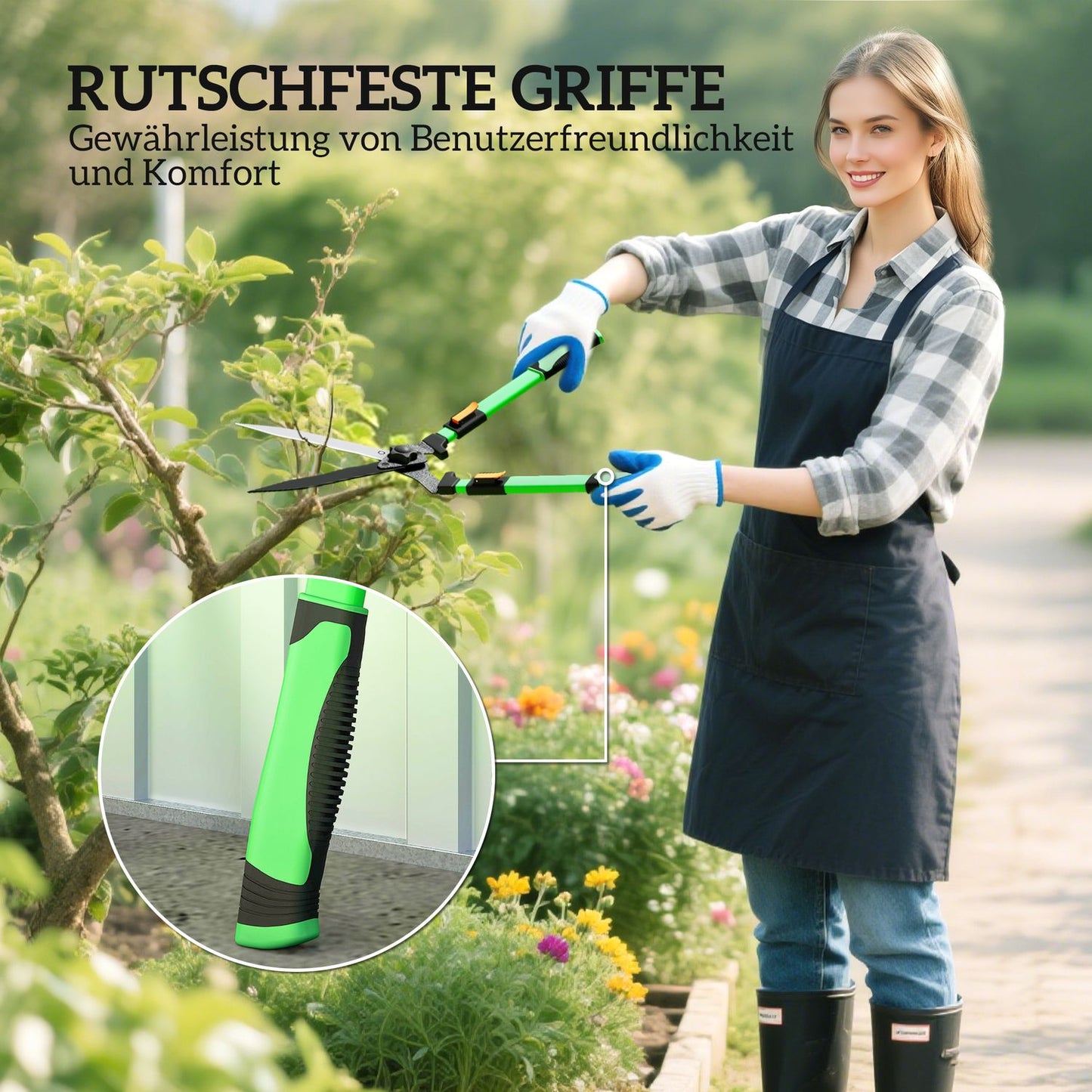 Hedge trimmer set 2-piece garden shears blade length 90 cm pruning shears with metal blades, extendable handle