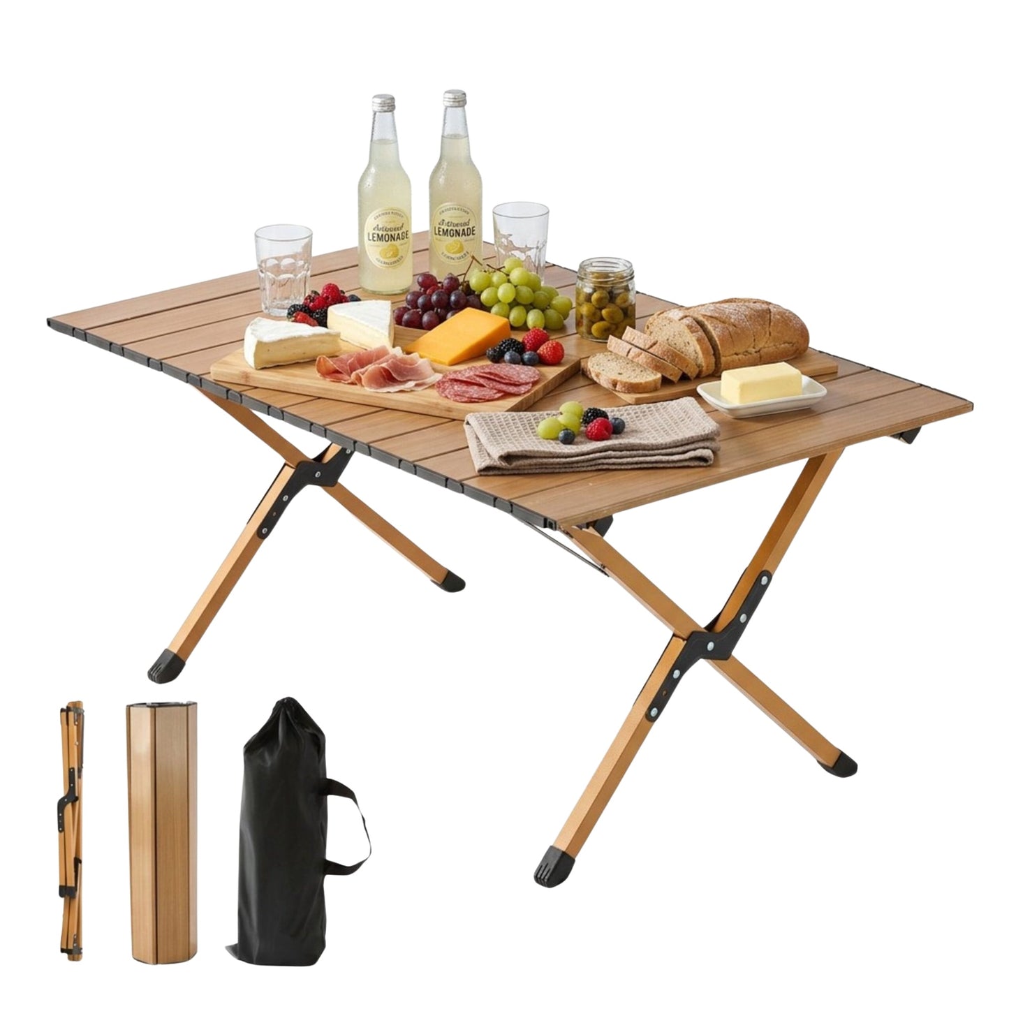 Height-Adjustable Folding Camping Table, Steel, Weatherproof