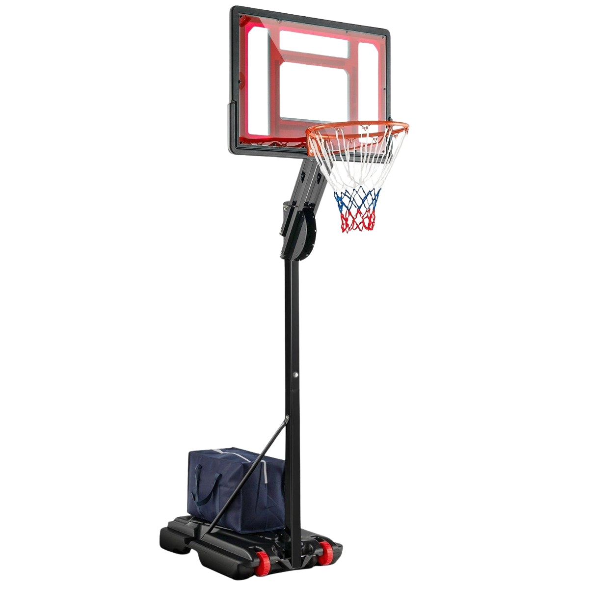 Height-adjustable basketball stand basketball hoop with stand & 2 wheels 105-260 cm black