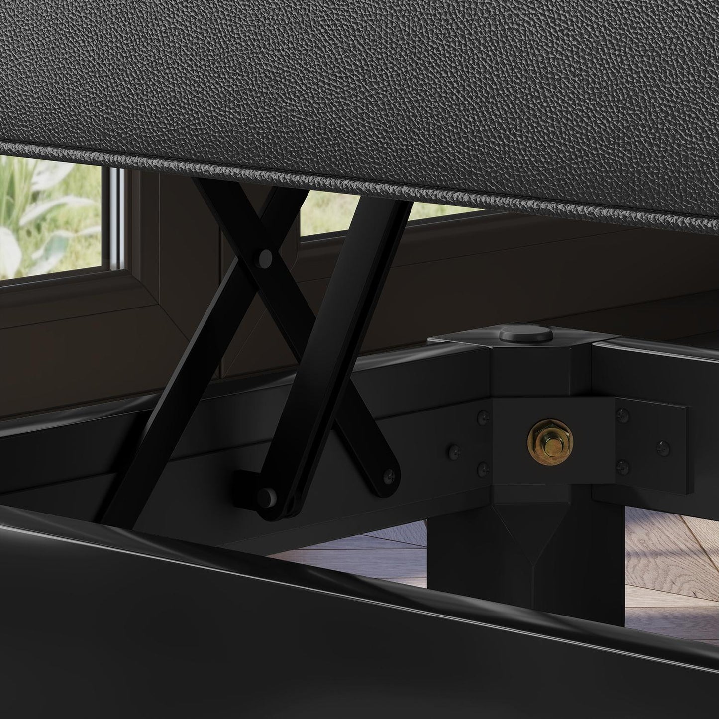 Height-adjustable piano bench, storage, black artificial leather