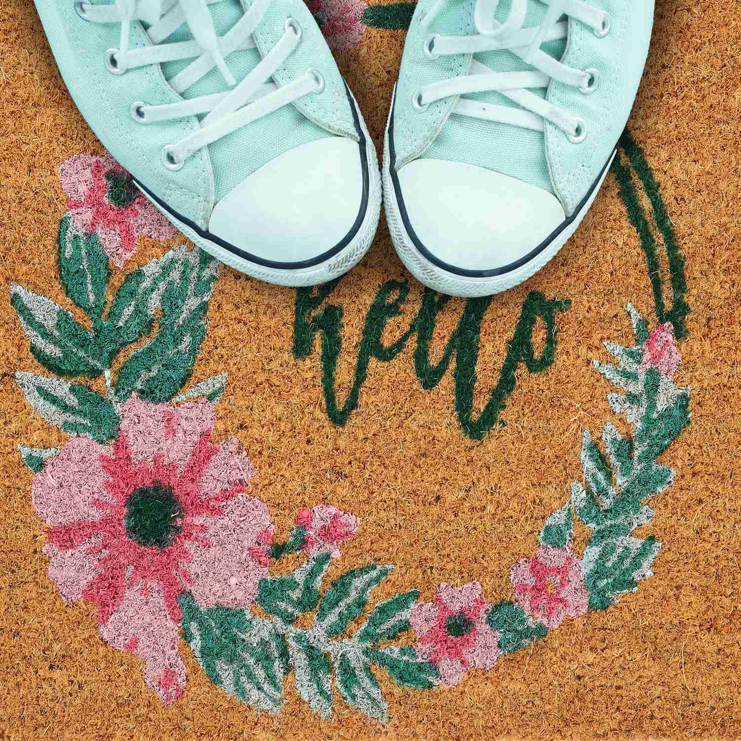 Hello coconut door mat
