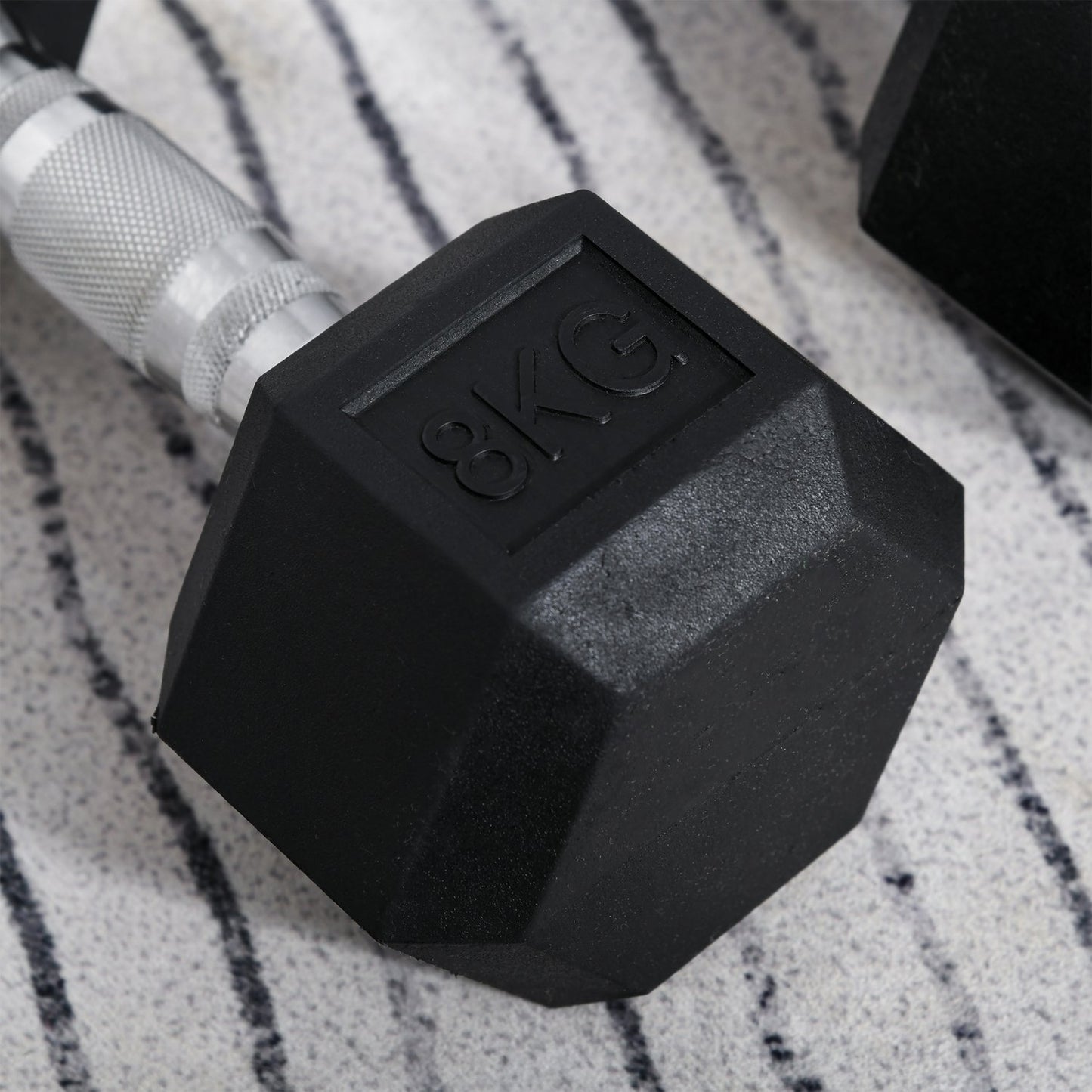 8 kg Hexagon Dumbbells Set, cast iron, knurled grips